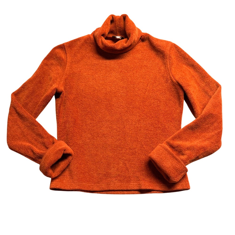Fjall Orange Wool Blend Fleece Turtleneck Sweater Womens Small Made in USA